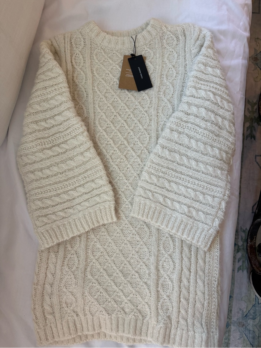 Vero Moda Cream Cable Knit Crewneck Sweater